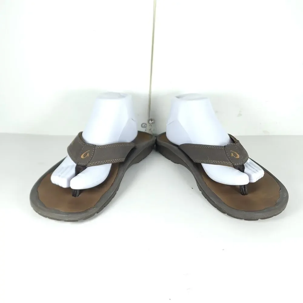 Olukai Men's Ohana US9 Brown Slip On Flat Thong Sandals